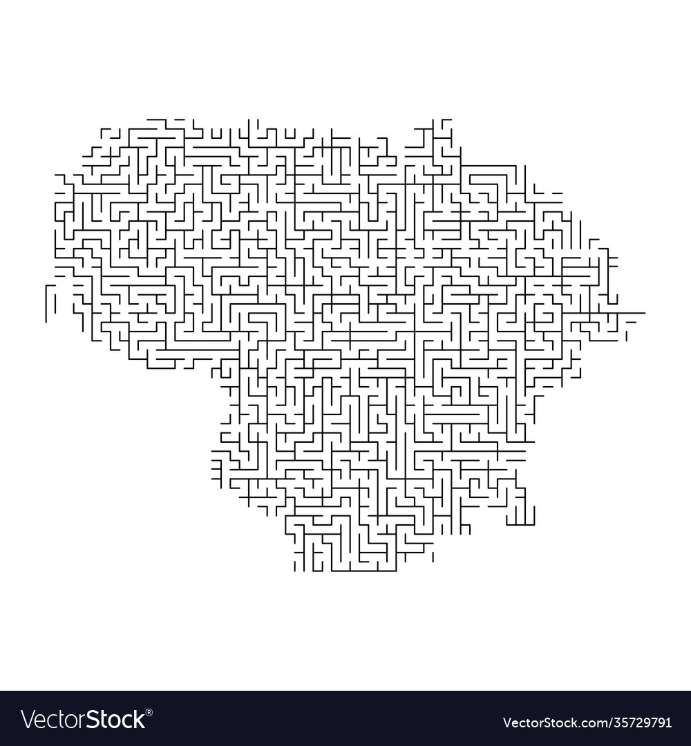 Lithuania map from black pattern maze grid vector image Lithuania map from black pattern maze grid