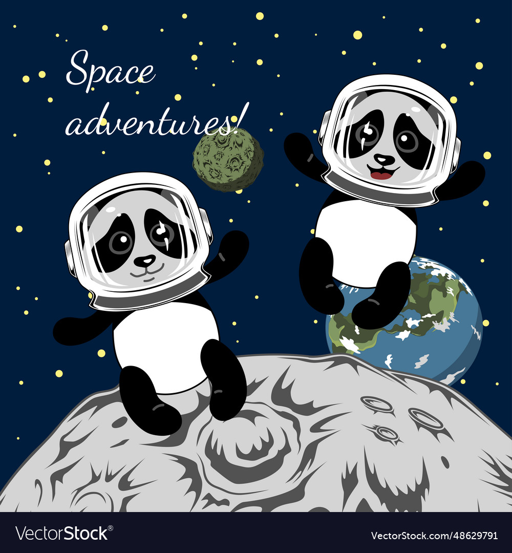 Little funny pandas in space