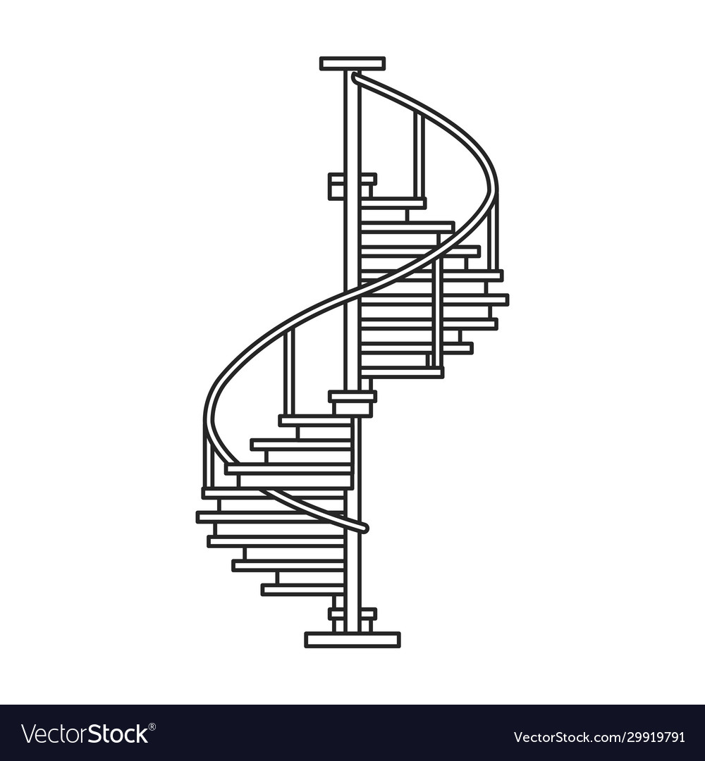 Metal staircase iconoutline icon vector image Metal staircase iconoutline icon