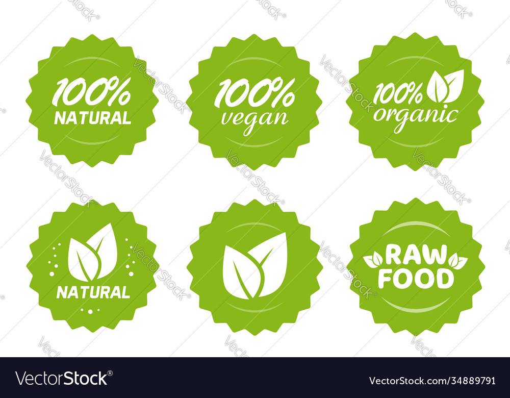 Organic natural vegan and raw food nutrition icon vector image Organic natural vegan and raw food nutrition icon