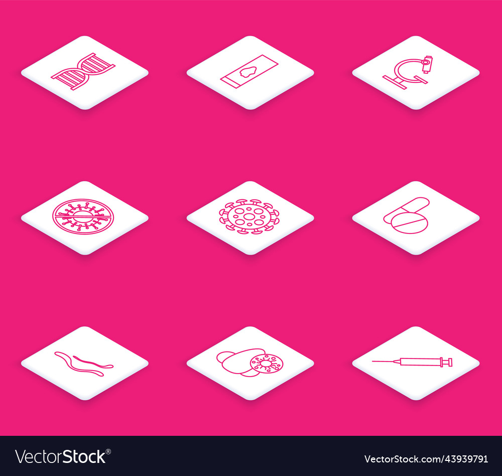 Set line dna symbol blood test and virus