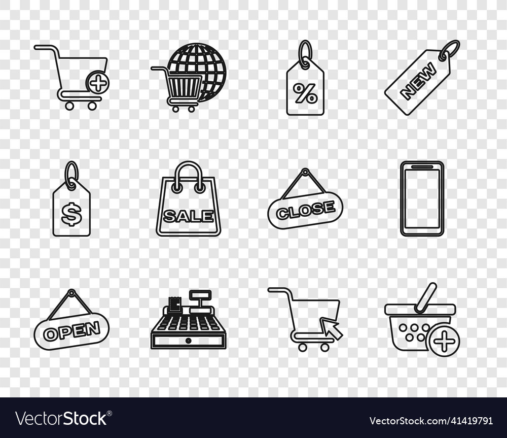 Set line hanging sign with open door add Vector Image Set line hanging sign with open door add