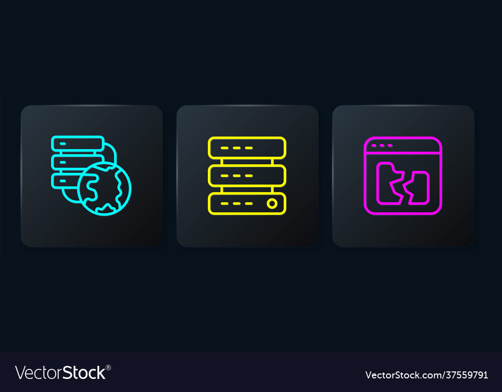 Set line network cloud connection broken file vector image Set line network cloud connection broken file