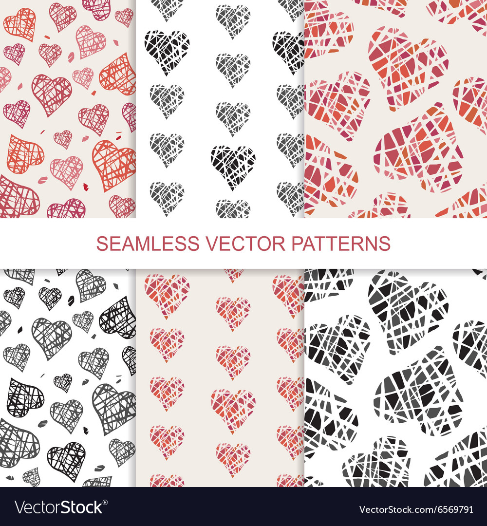 Set of seamless pattern with hand drawn
