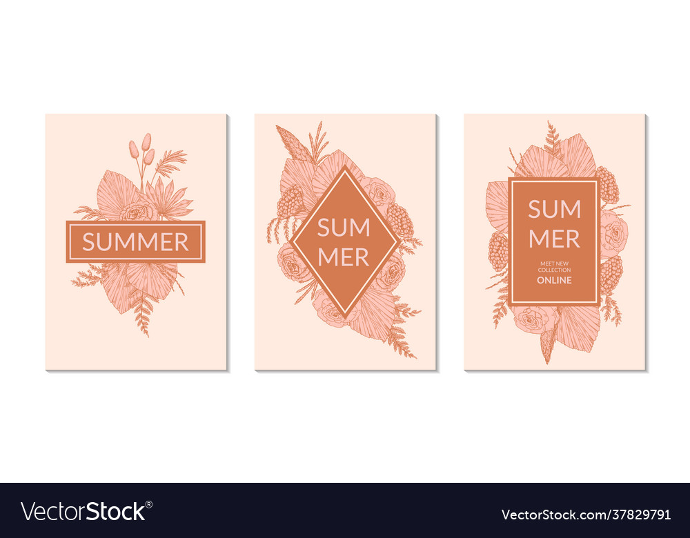 Set summer vertical modern floral designs