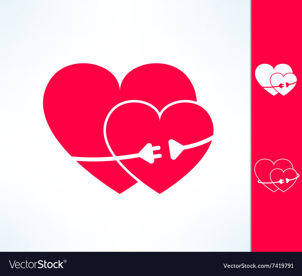 Set two hearts with electric line