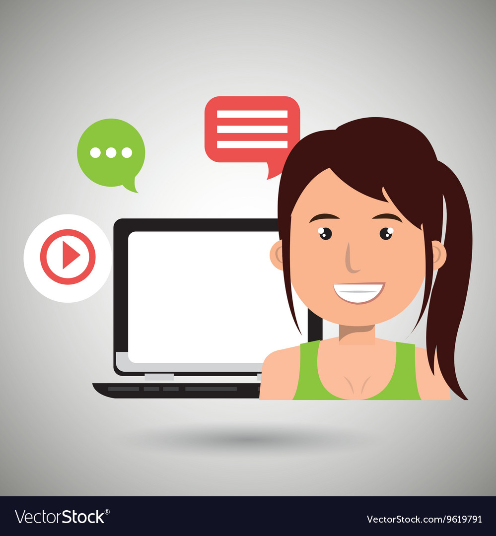 Social networking user laptop isolated icon design