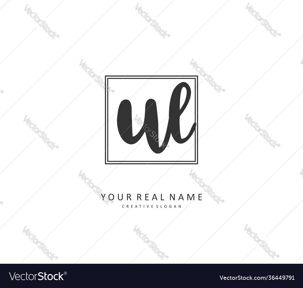 Ul initial letter handwriting and signature logo Vector Image