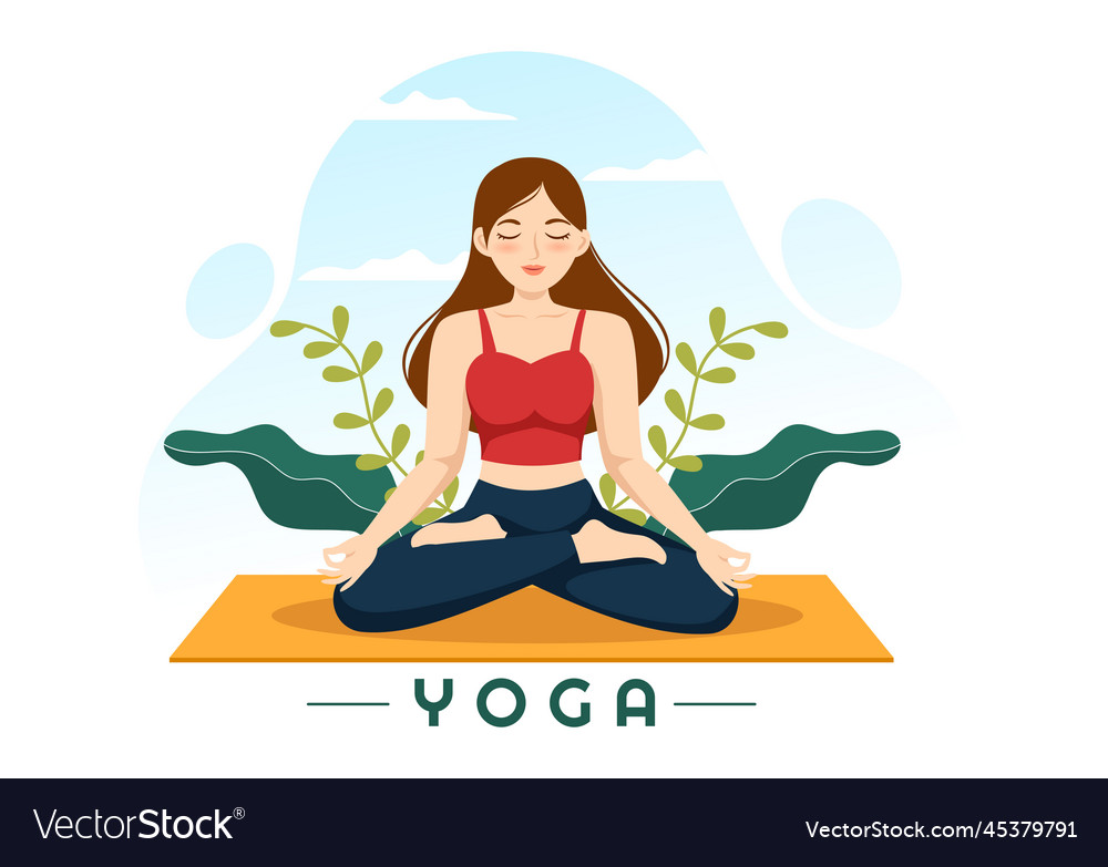 Yoga and meditation practices with health Vector Image