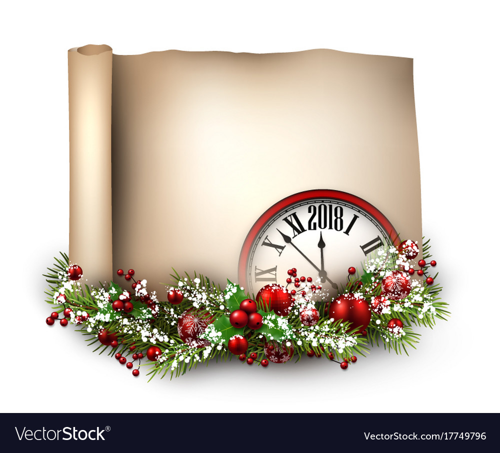 2018 new year background with scroll