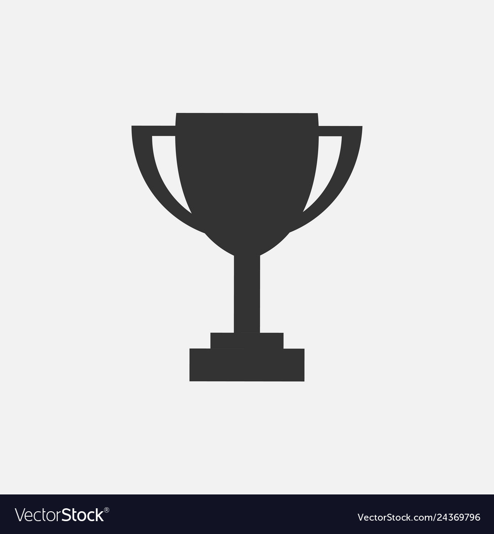 Black winner cup icon on gray background trophy