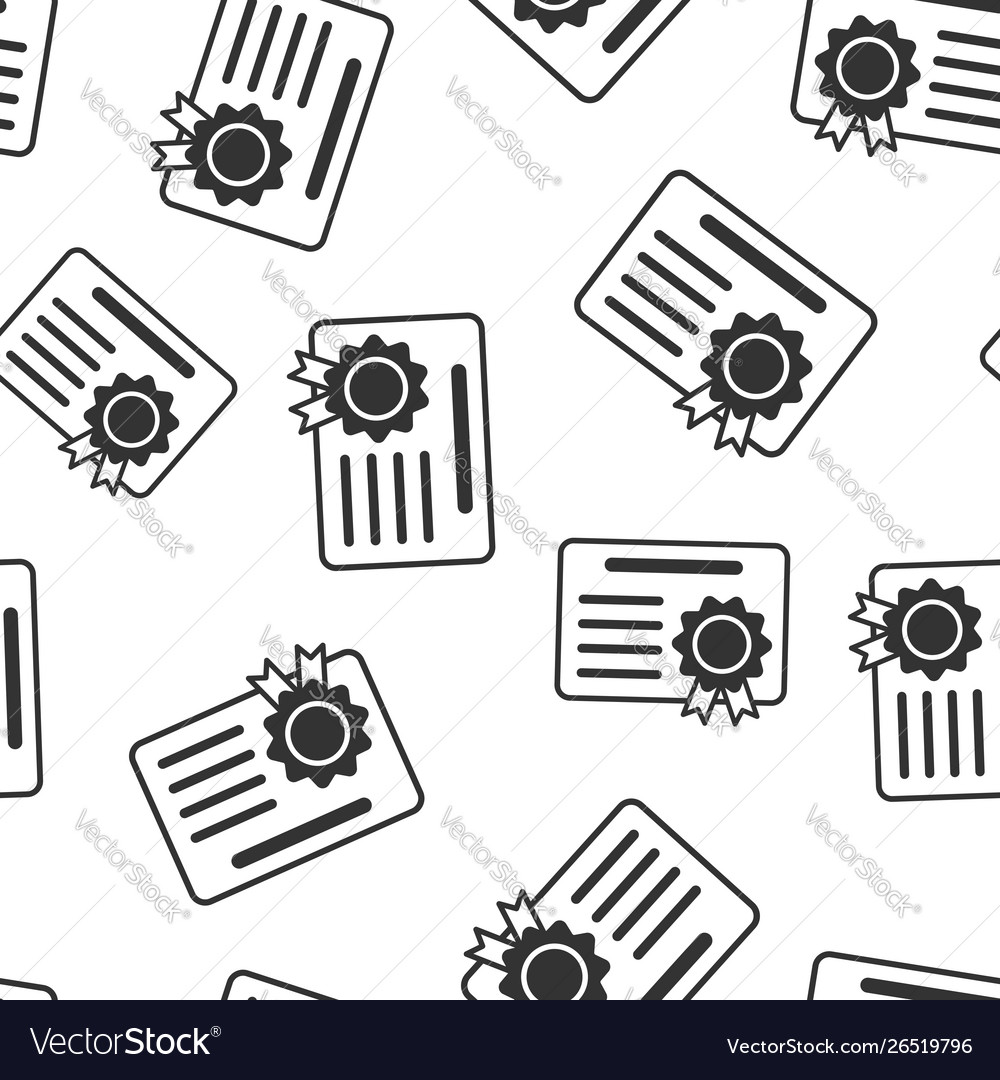 Certificate icon seamless pattern background vector image Certificate icon seamless pattern background