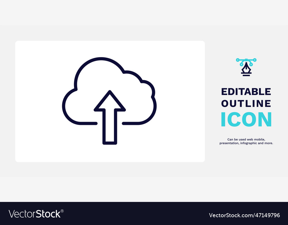 Cloud upload icon thin line