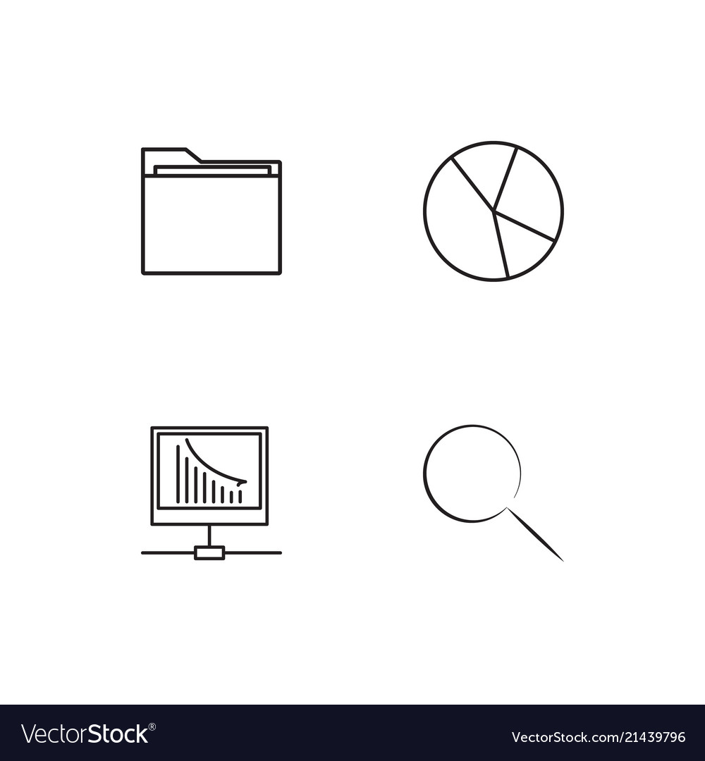 Data analytics linear icons set simple outline