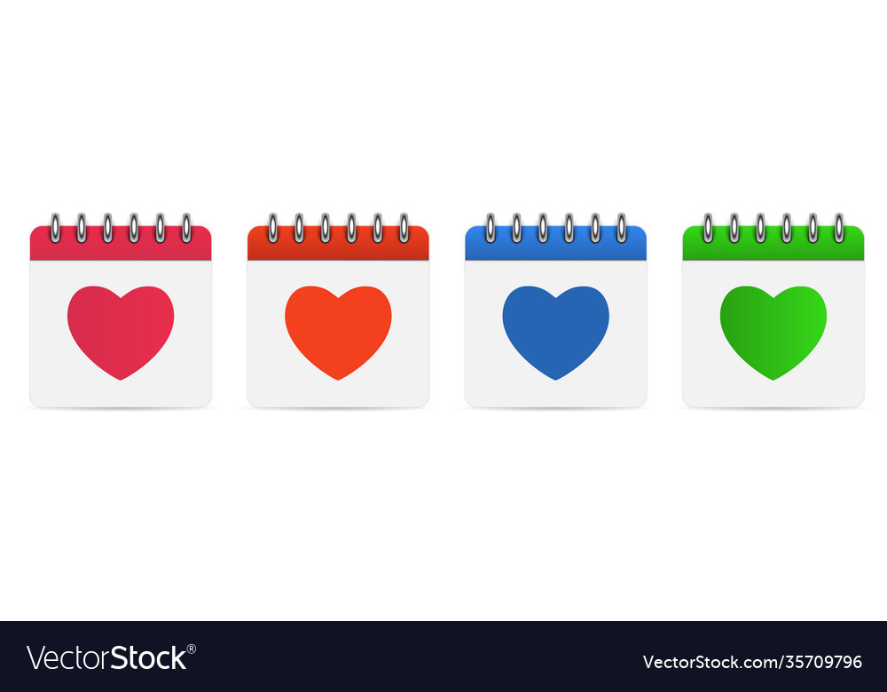 Happy valentines day calendars with hearts set