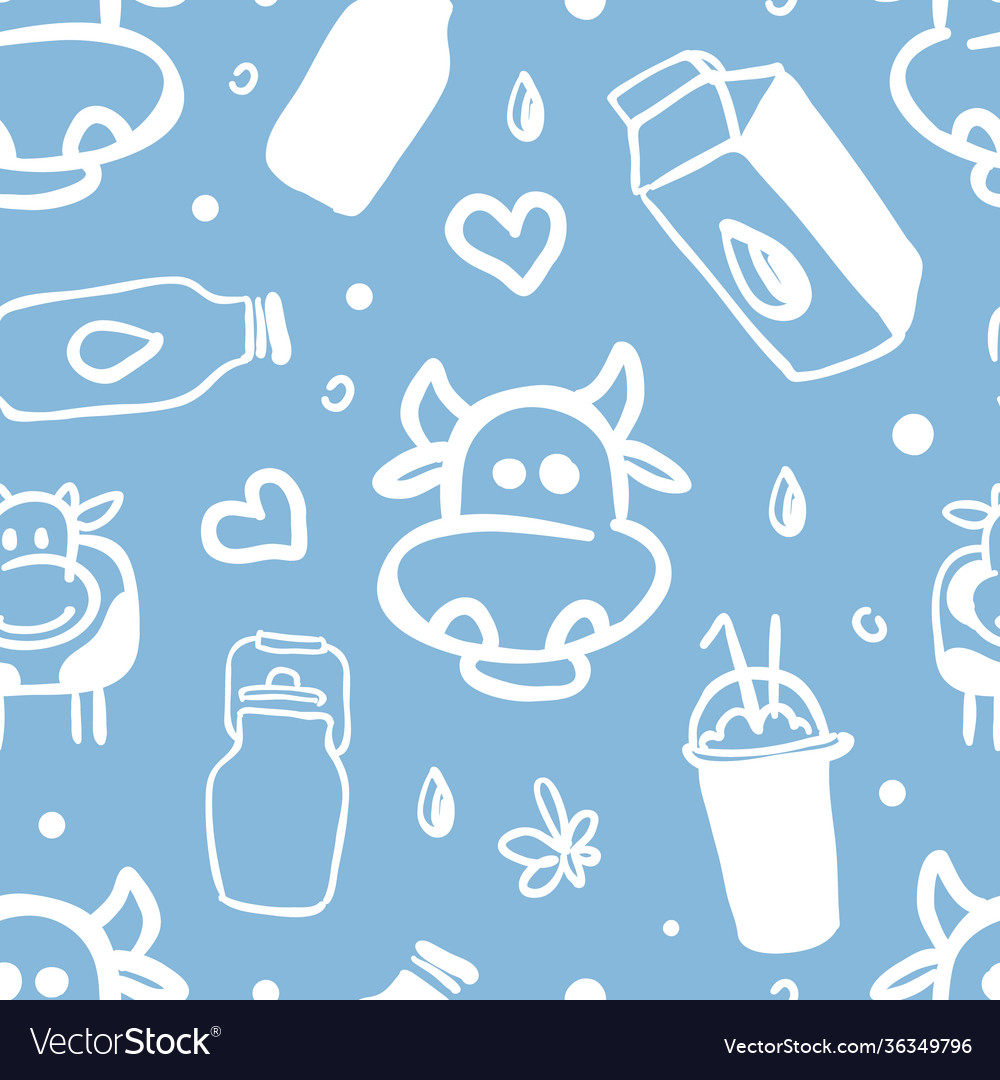 Natural dairy products seamless pattern organic