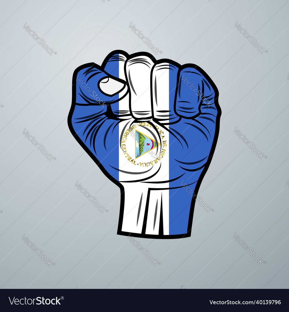 Nicaragua flag with hand design