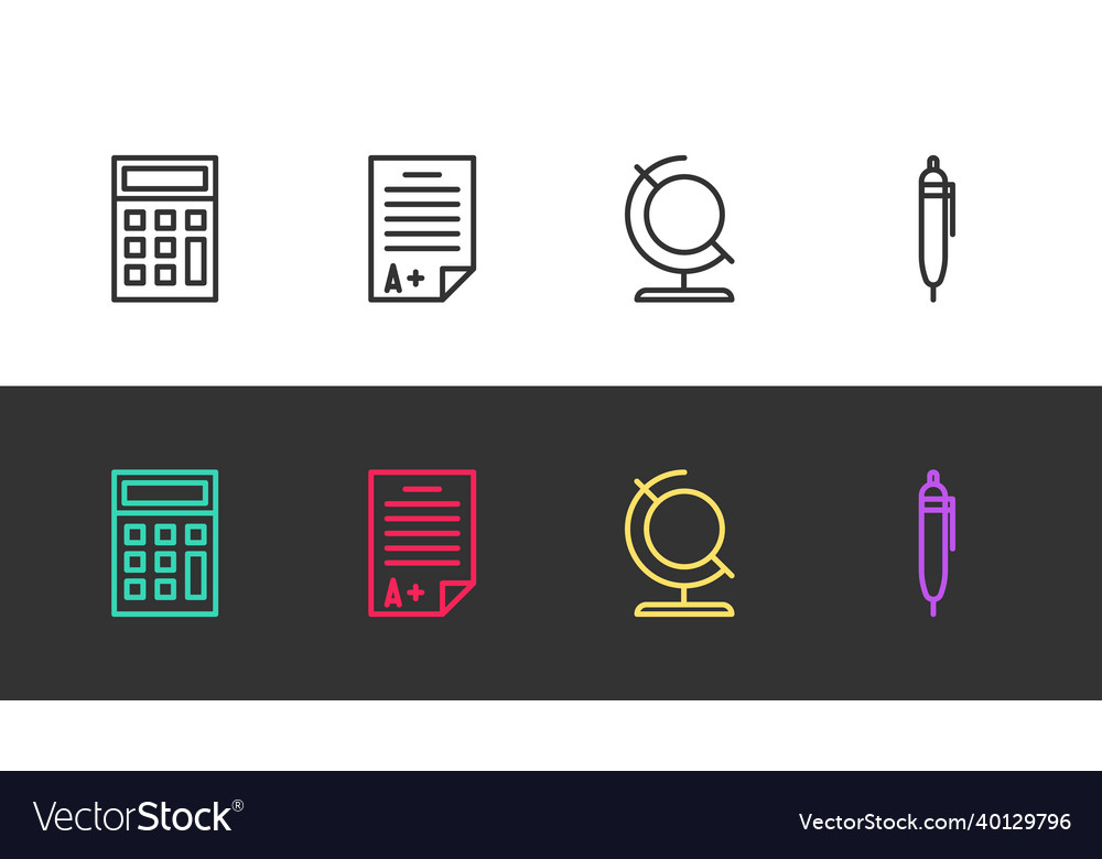 Set line calculator exam sheet with a plus grade vector image Set line calculator exam sheet with a plus grade