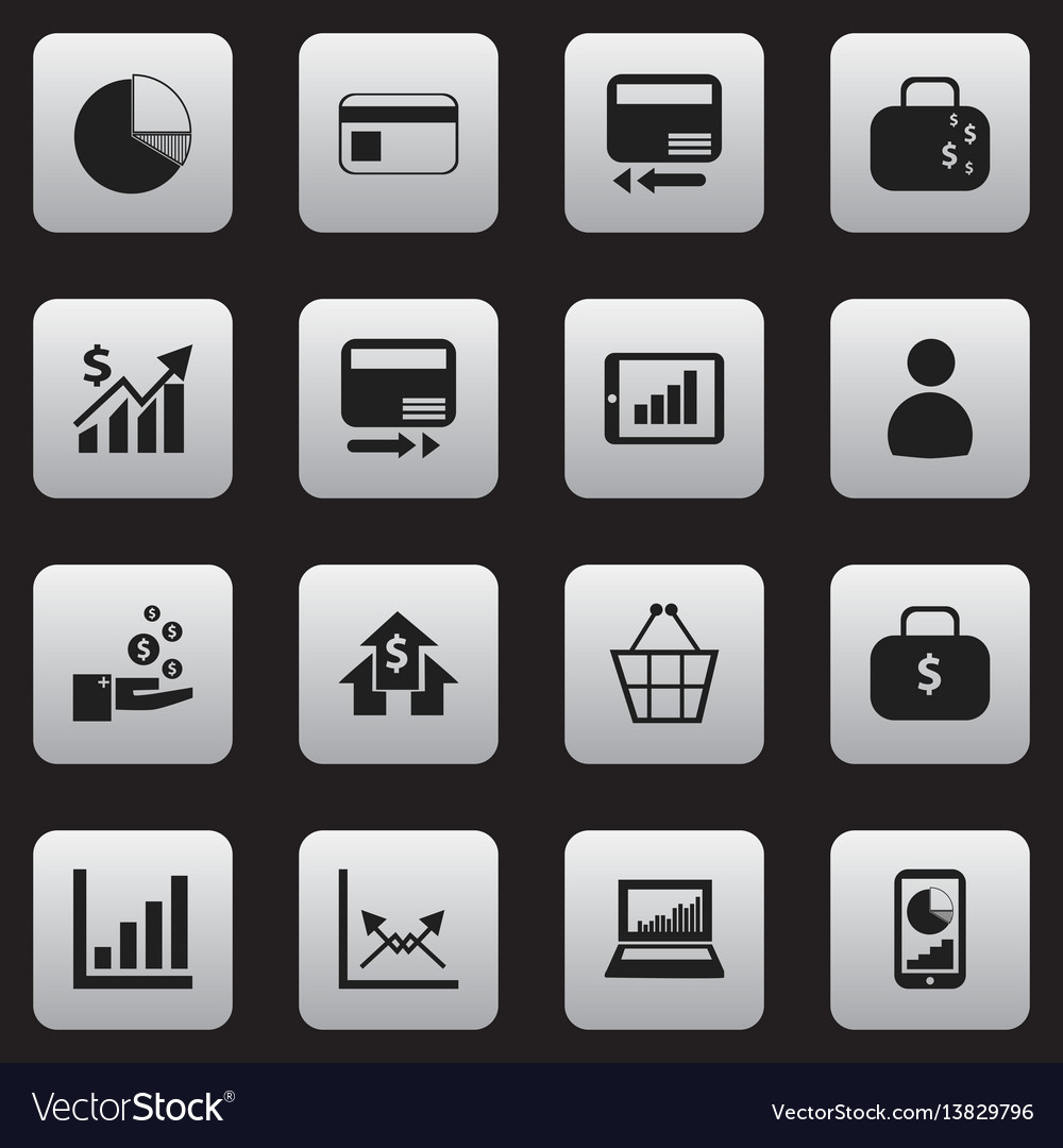 Set of 16 editable statistic icons includes vector image Set of 16 editable statistic icons includes