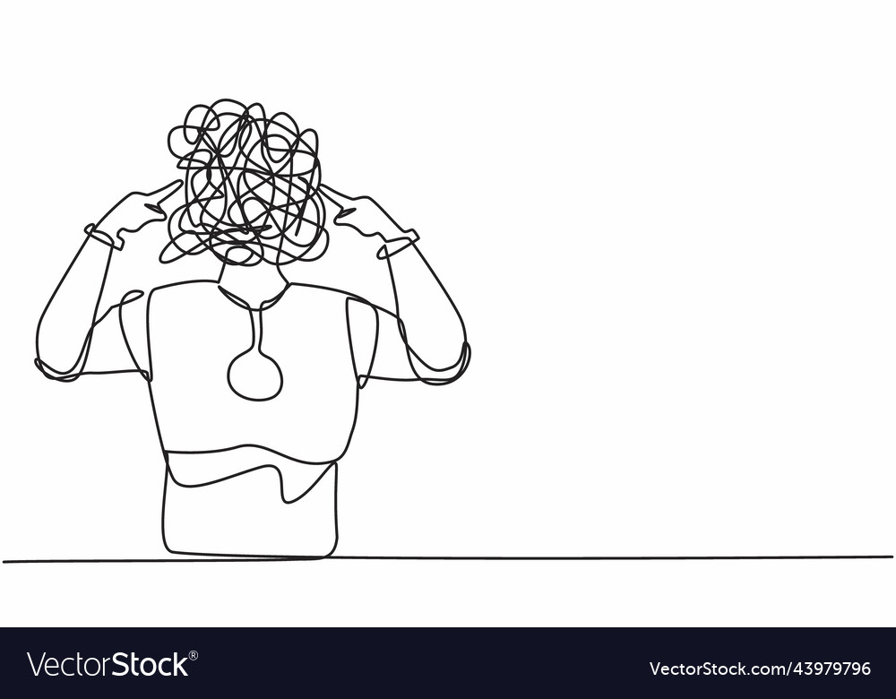 Single one line drawing robot with round vector image Single one line drawing robot with round