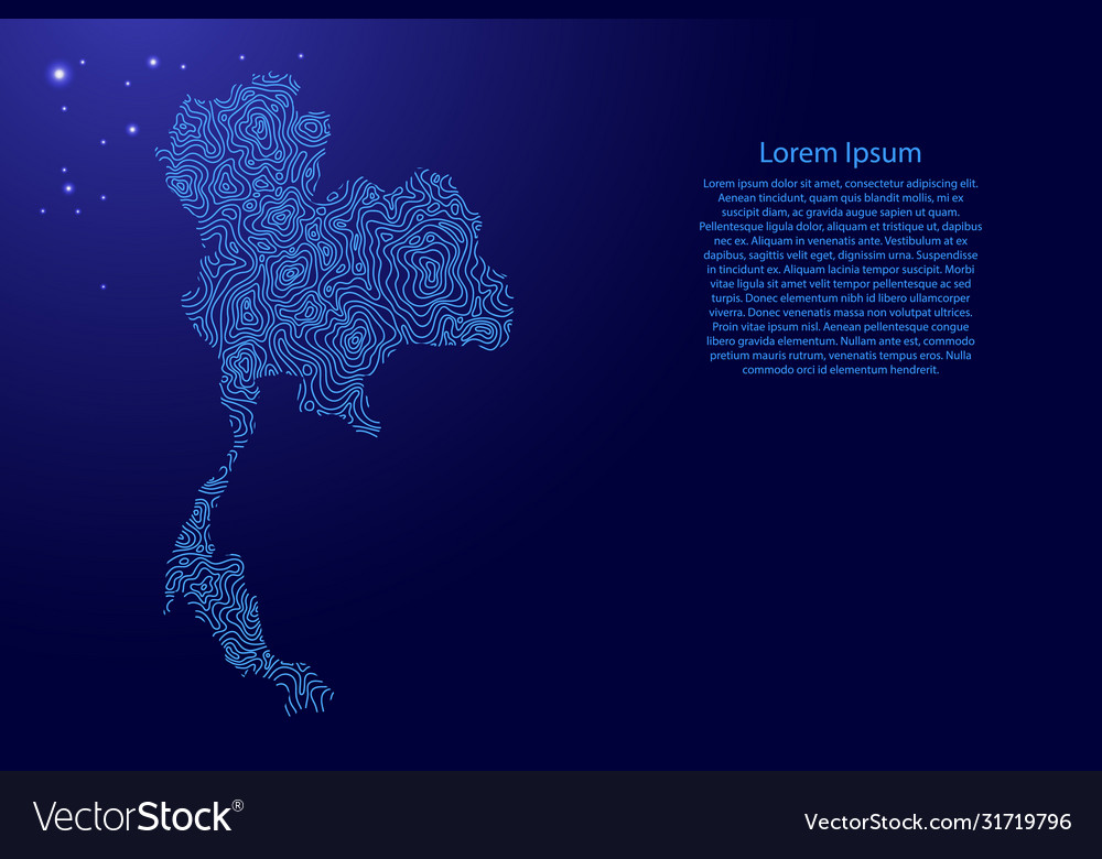 Thailand from blue isolines or level line Vector Image