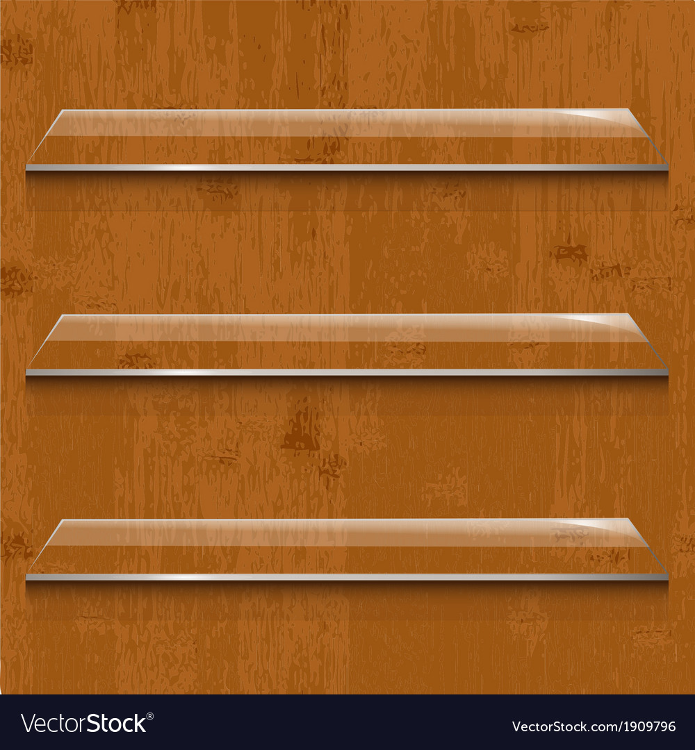 Wood background with glass shelf