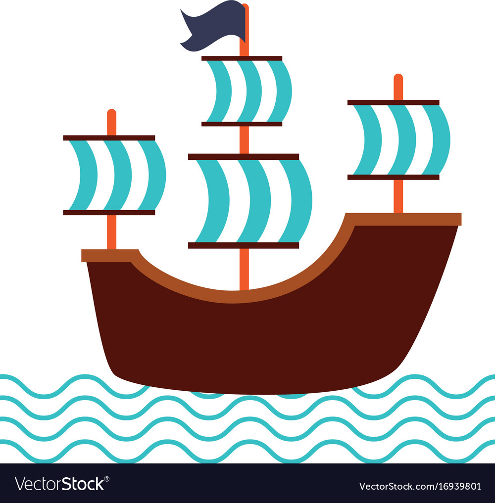 Antique sailboat isolated icon Royalty Free Vector Image