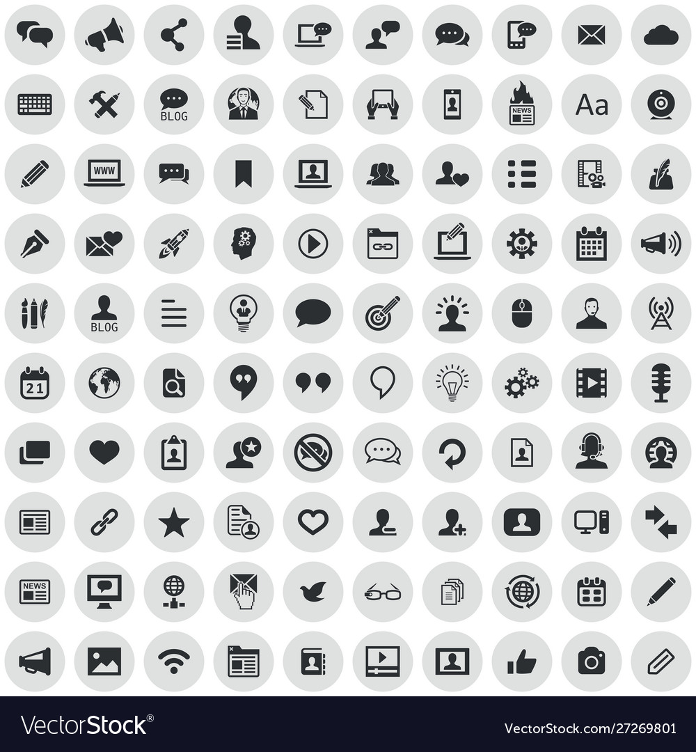 Blog 100 icons universal set for web and ui