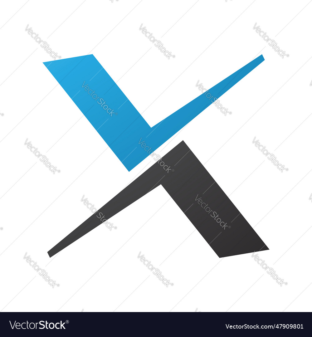 Blue and black tick shaped letter x icon Vector Image