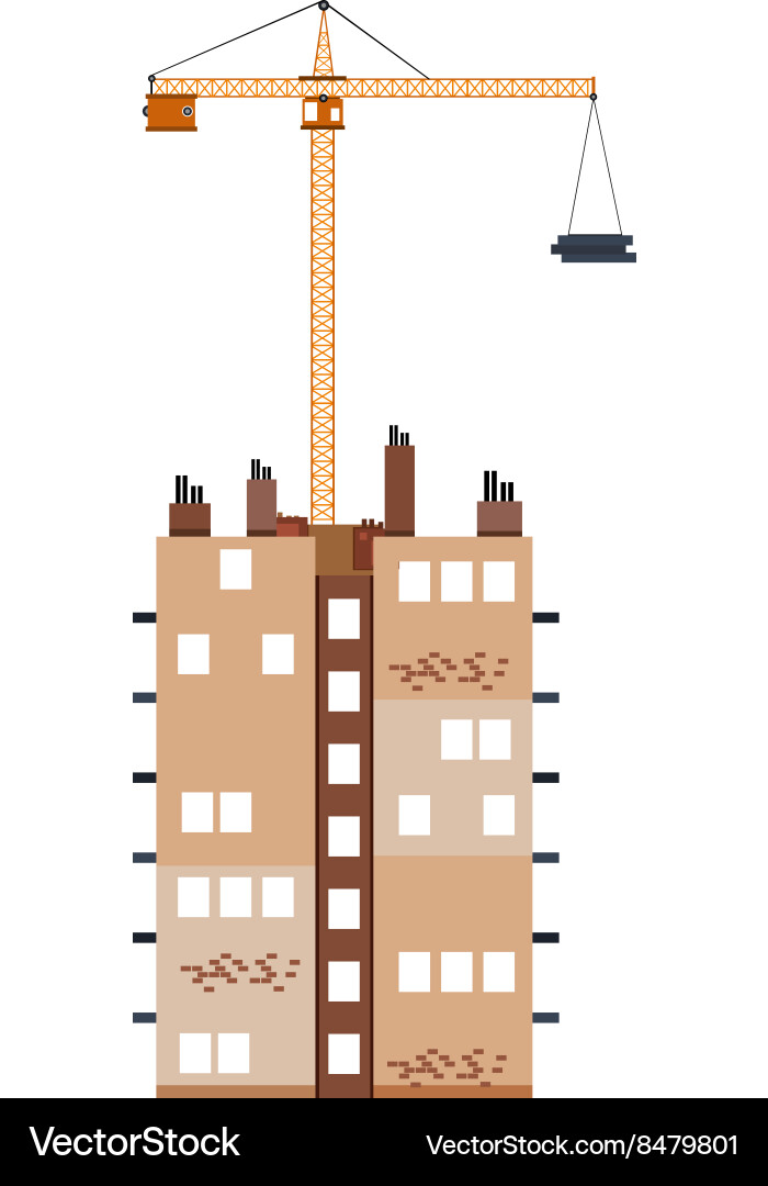 Construction building with crane Royalty Free Vector Image