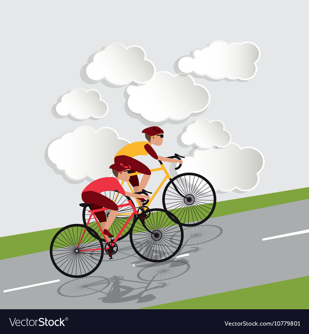 Cyclist with clouds background image