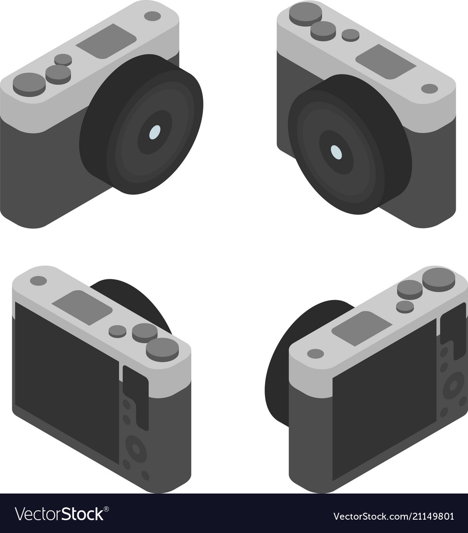 Digital camera in isometric view from four sides