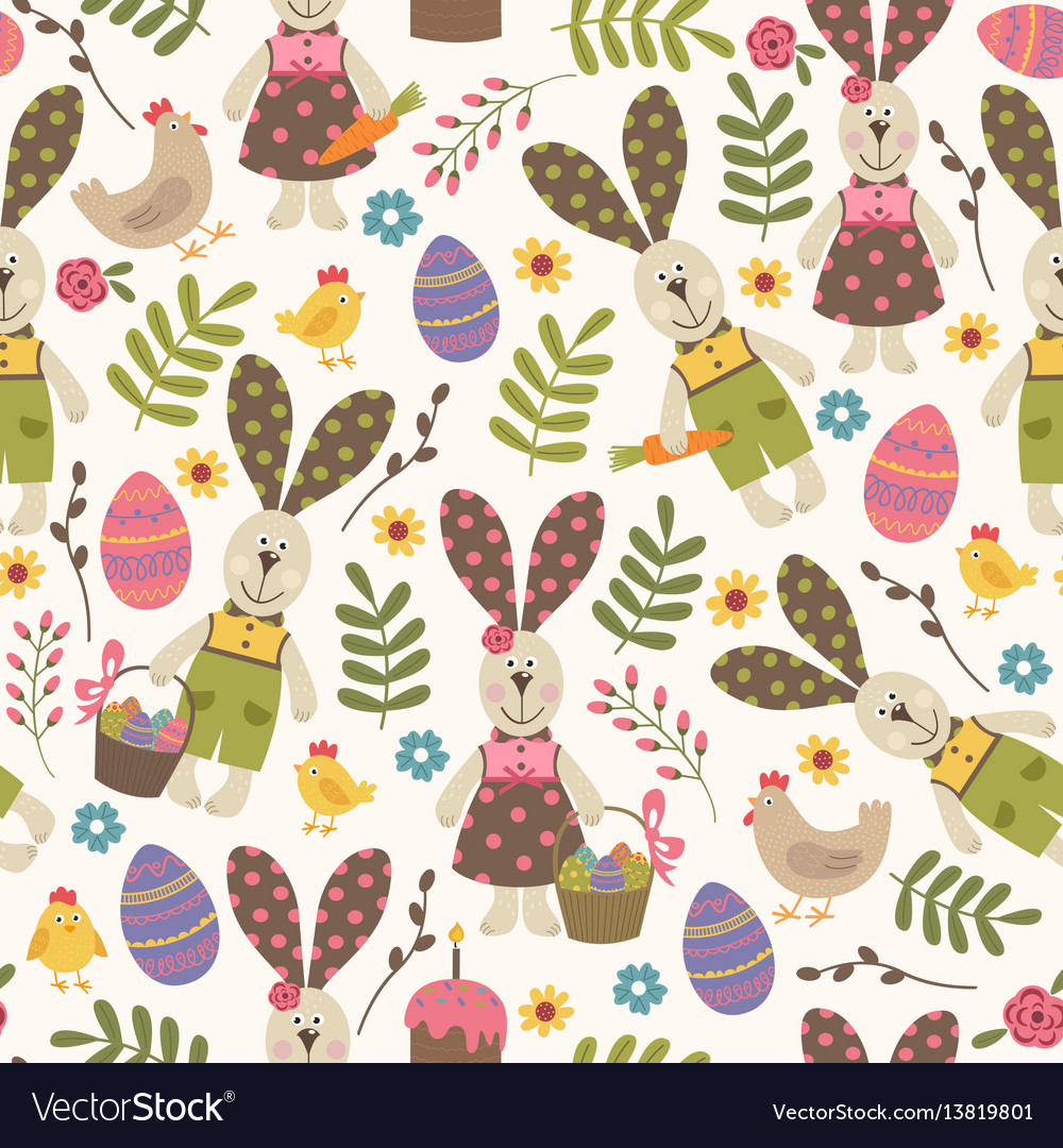 Easter Rabbit Seamless Pattern