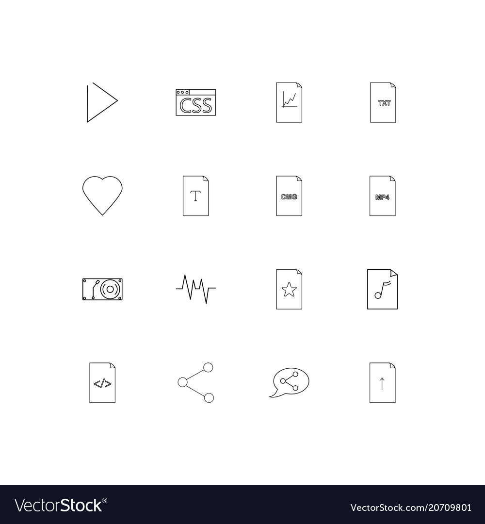 Files and folders sign simple linear icons set