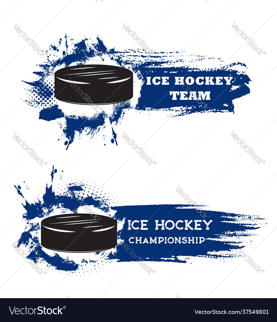 Ice hockey sport tournament grungy banners Vector Image