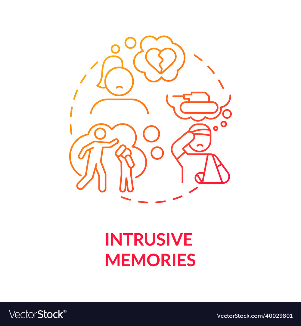 Intrusive memories red gradient concept icon