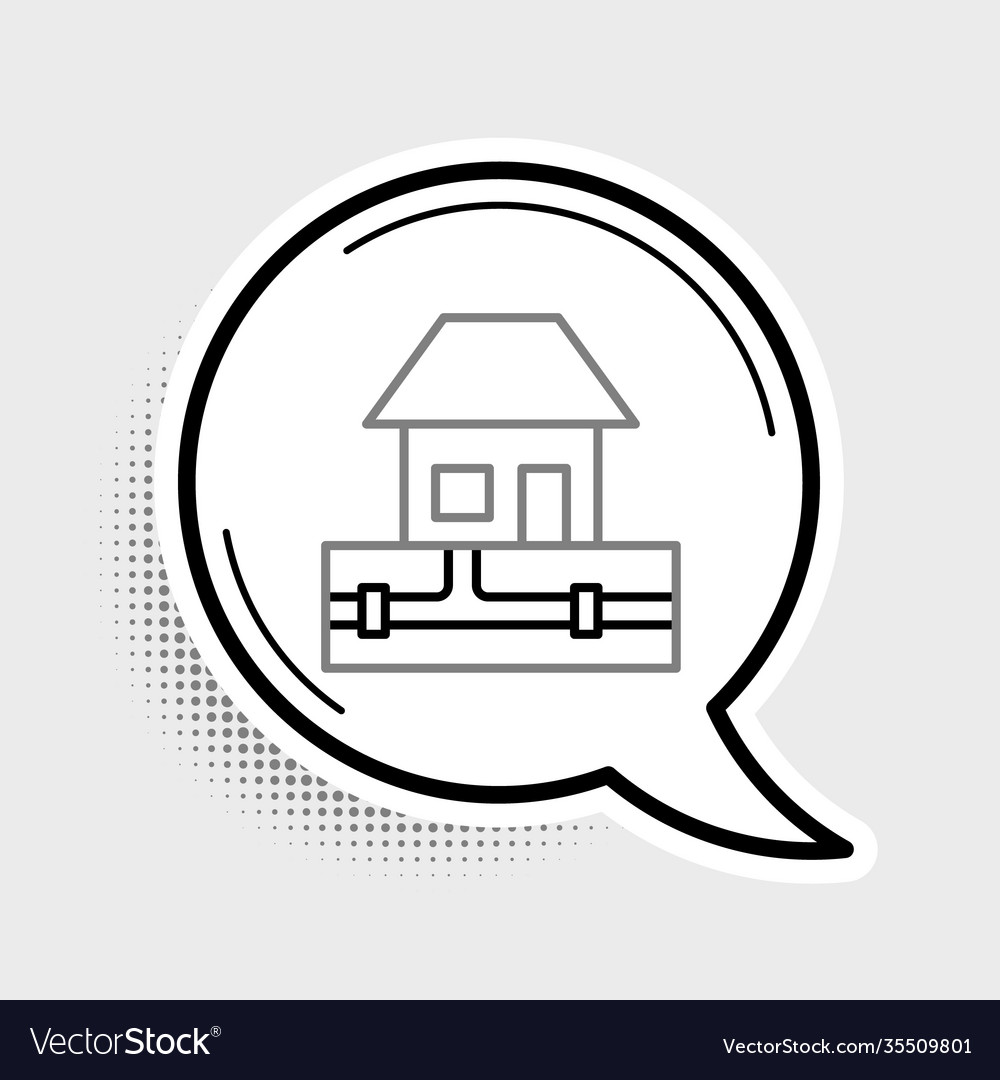 Line water supply pipes and house icon isolated