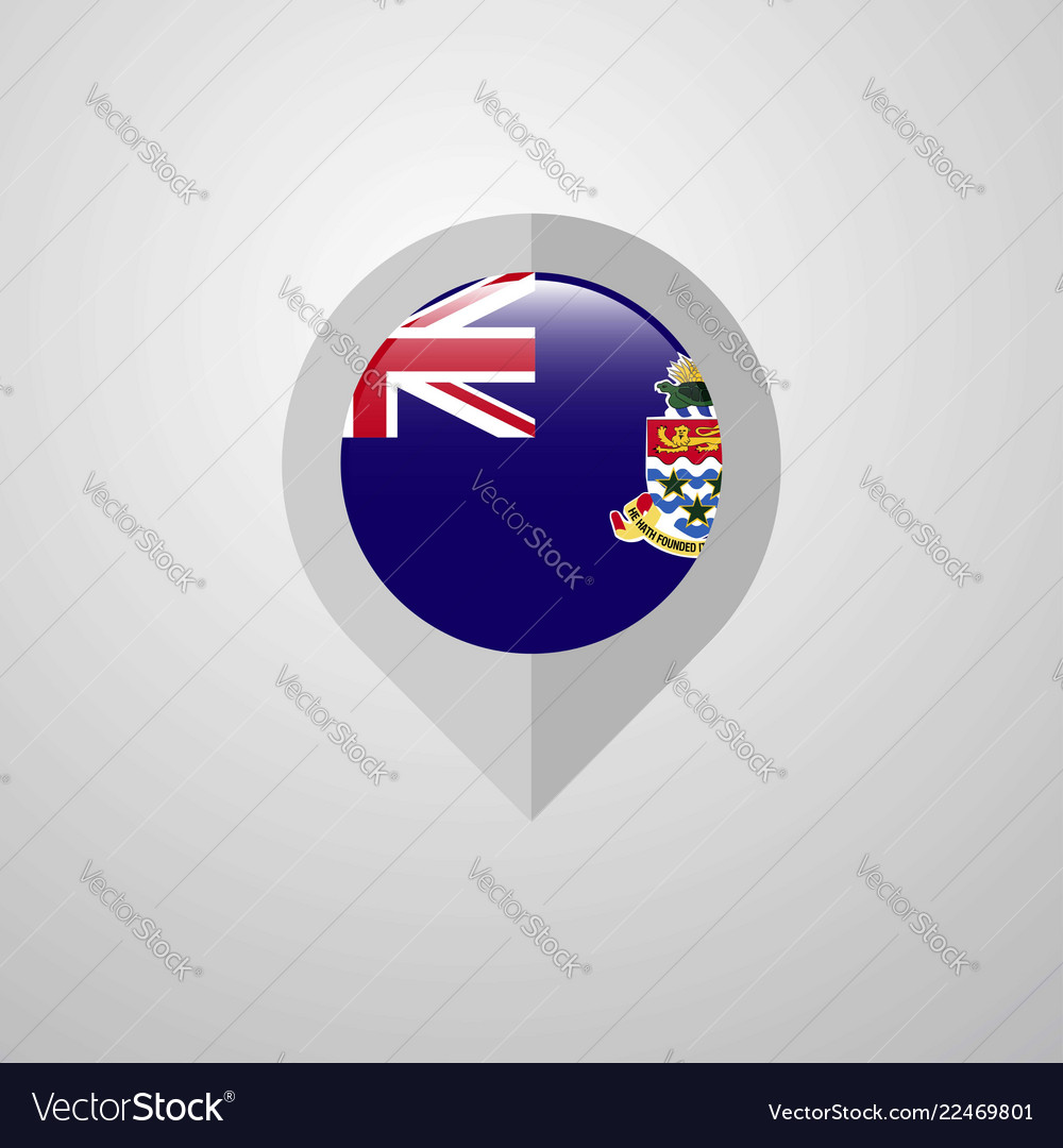 Map navigation pointer with cayman islands flag