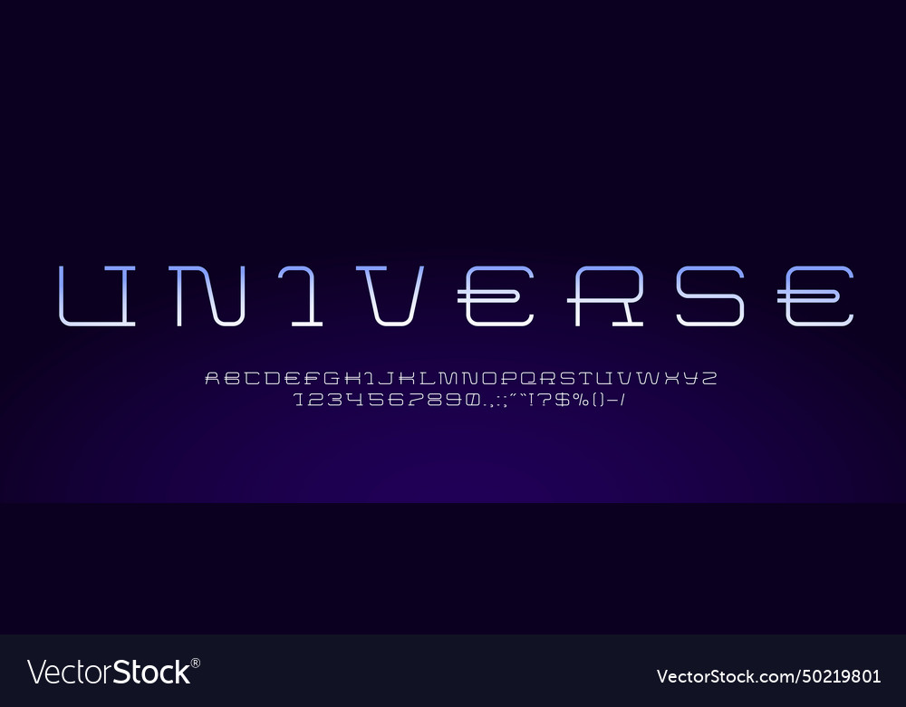 Modern digital font cyber space and tech alphabet