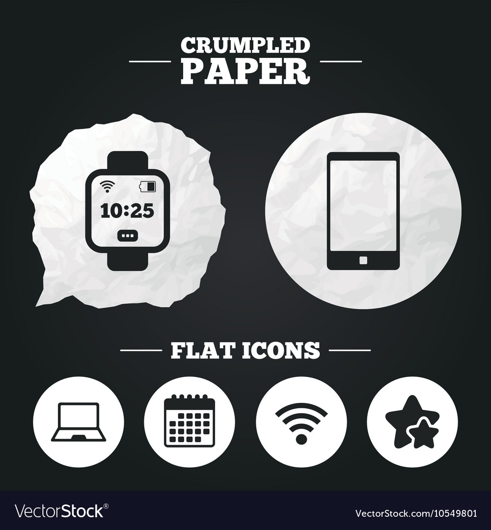 Notebook and smartphone icon smart watch symbol