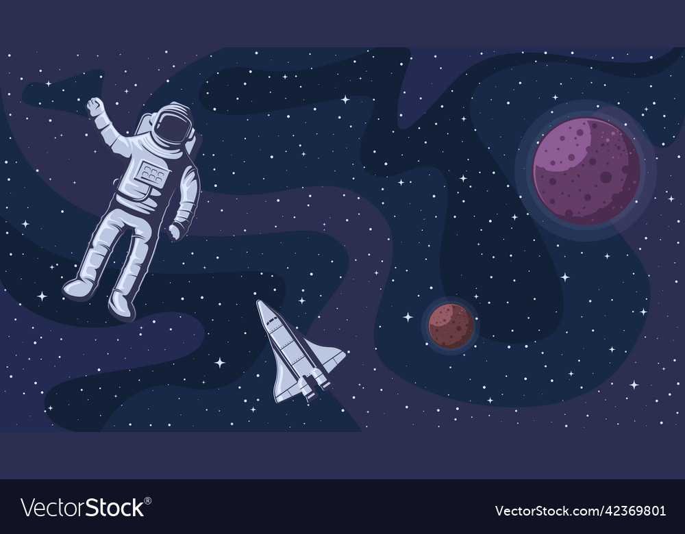 Open Space Astronaut In Spacesuit Outer Royalty Free Vector 2267