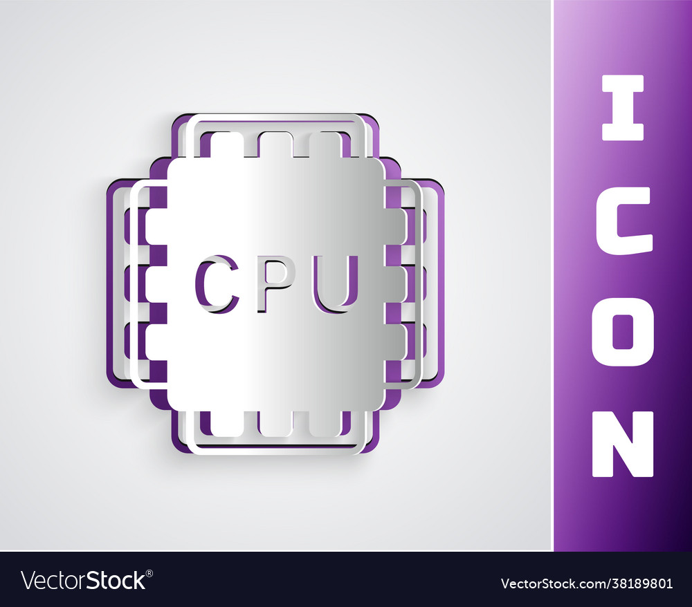 Paper cut computer processor with microcircuits vector image Paper cut computer processor with microcircuits