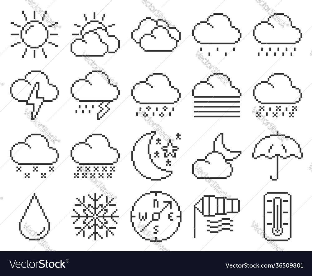 Pixel Weather Icons - Line Art