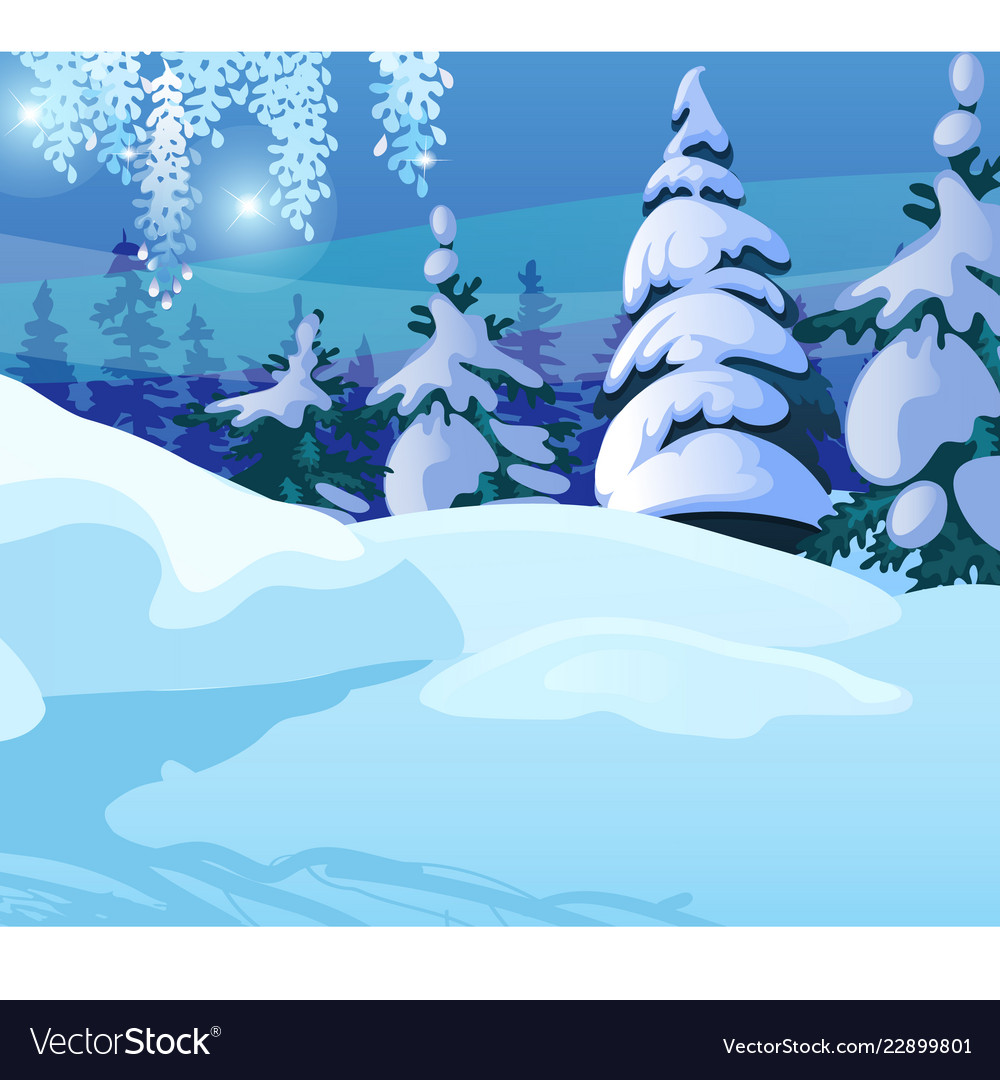 Winter sketch on the background of snowy spruce Vector Image