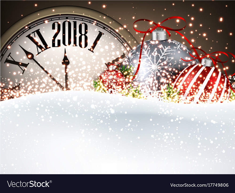 2018 new year background with clock