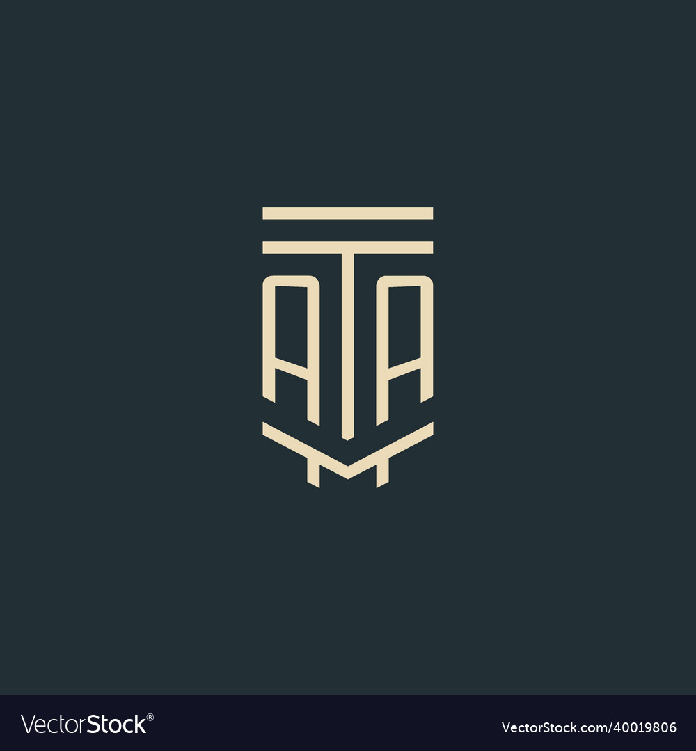 Aa initial monogram with simple line art pillar