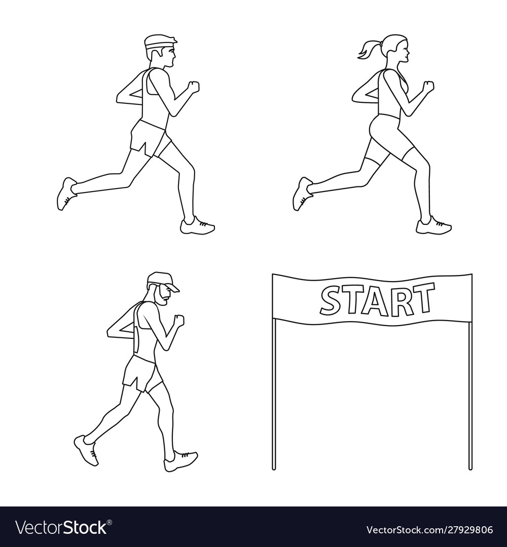 Athlete Running Sprint Icon Set