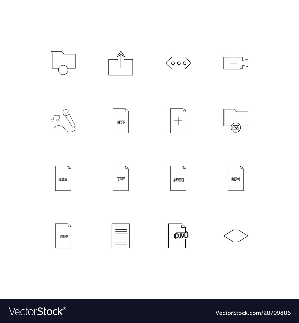 Dateien und Ordner unterschreiben einfache lineare Symbole Set