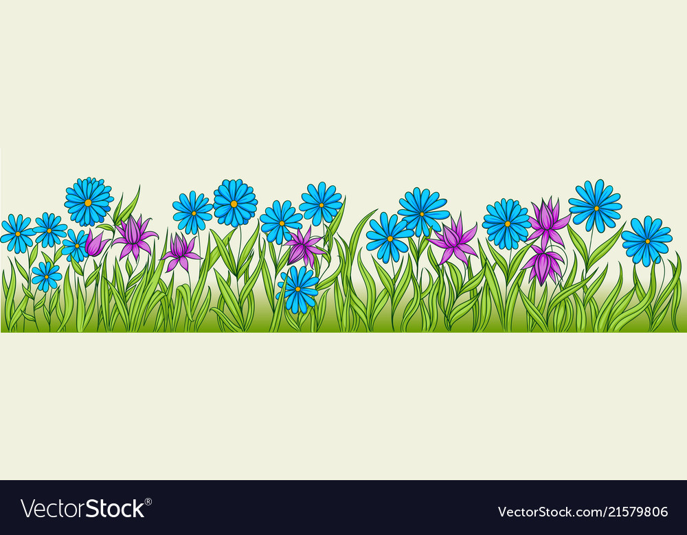 Flowers of different colors in one row Royalty Free Vector