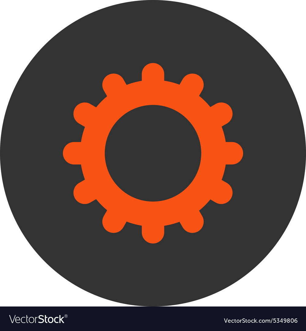 Gear flat orange and gray colors round button